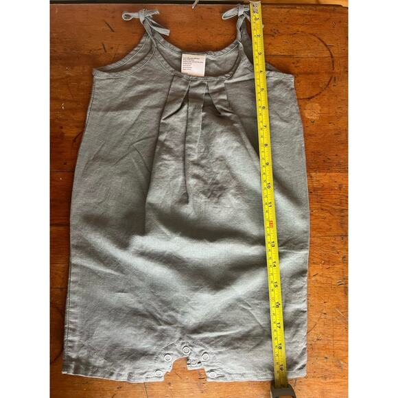 NWOT Beba Bean Box Pleat Linen Romper With Ties Size 6-12 Months In Color D Gray - Picture 5 of 6